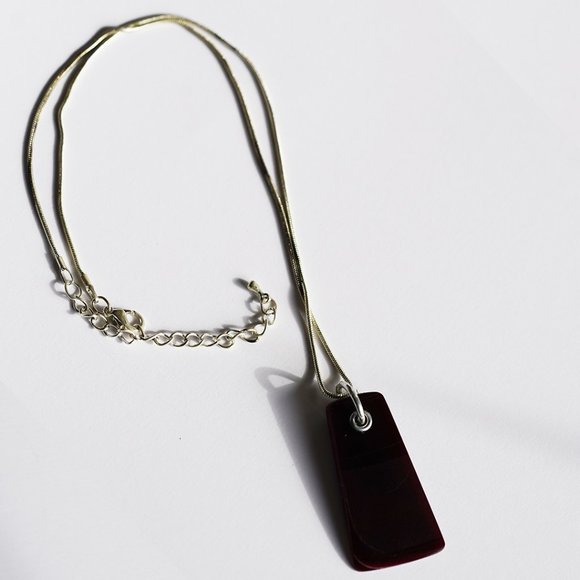 Dark Red Vinyl Record Pendant Necklace - Picture 3 of 3